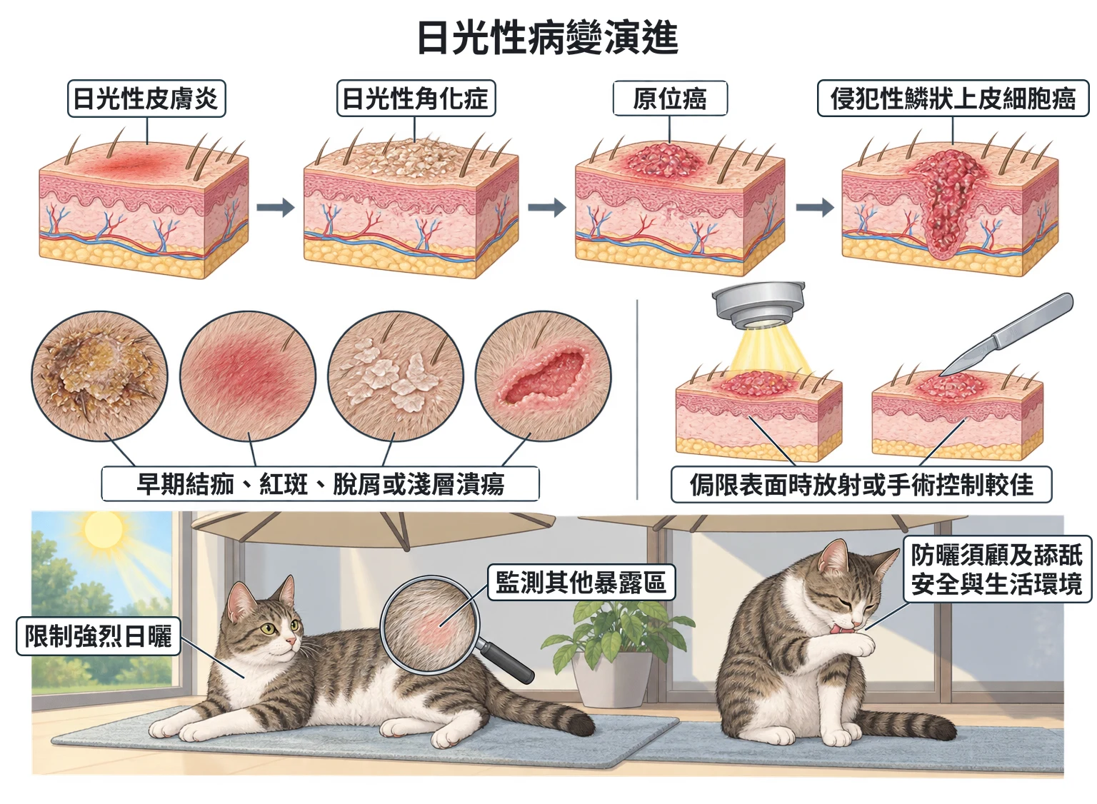 日光性病變演進教學插圖