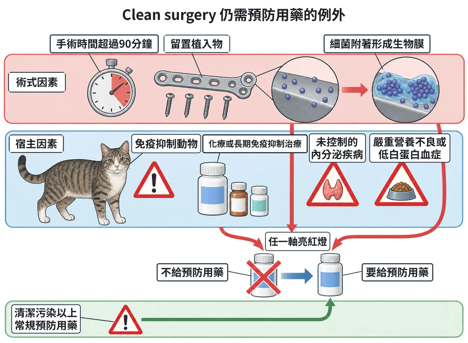 Clean surgery 仍需預防用藥的例外教學插圖