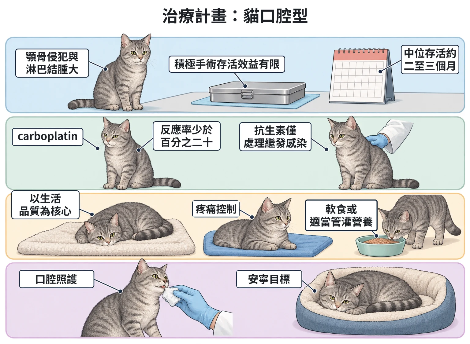 治療計畫:貓口腔型教學插圖