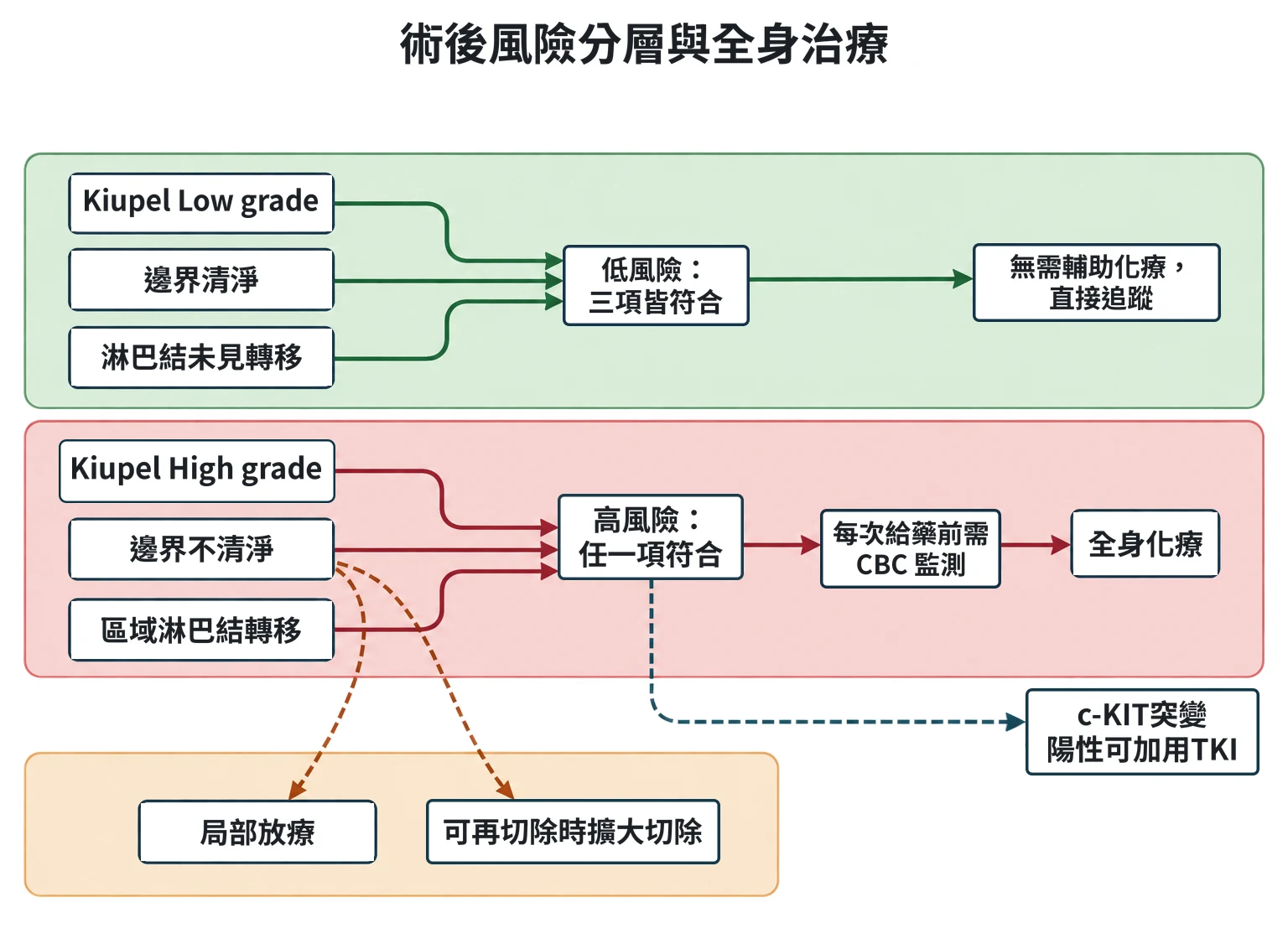 術後風險分層與全身治療教學插圖