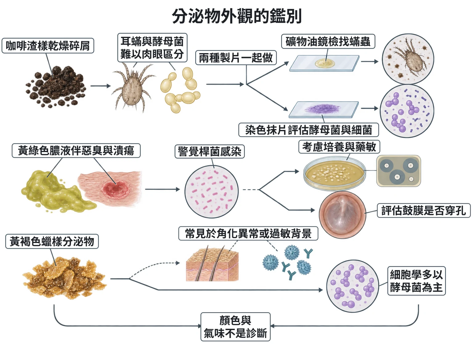分泌物外觀的鑑別教學插圖