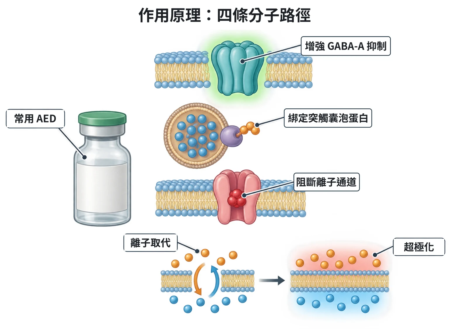 作用原理:四條分子路徑教學插圖