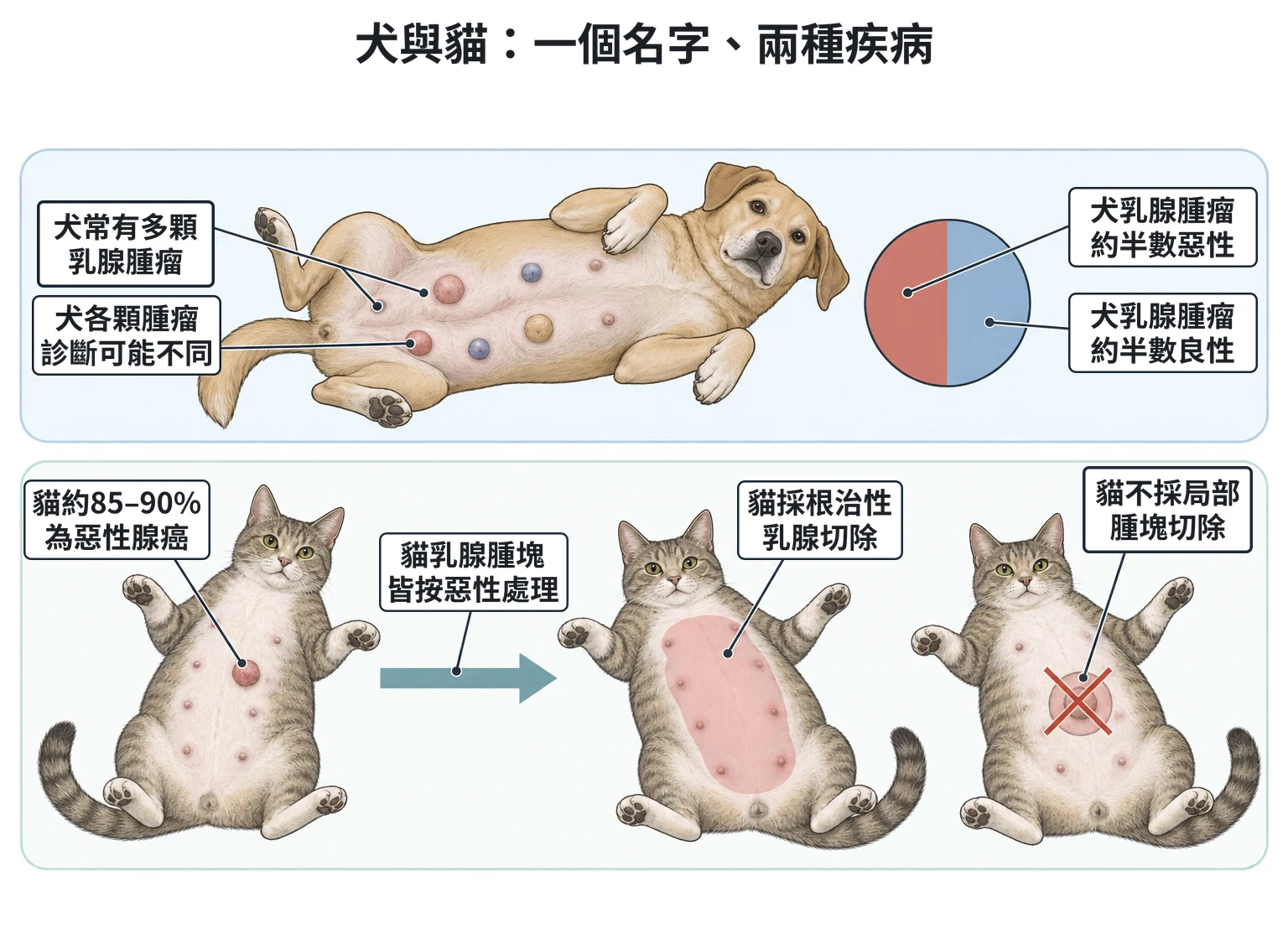 犬與貓:一個名字、兩種疾病教學插圖