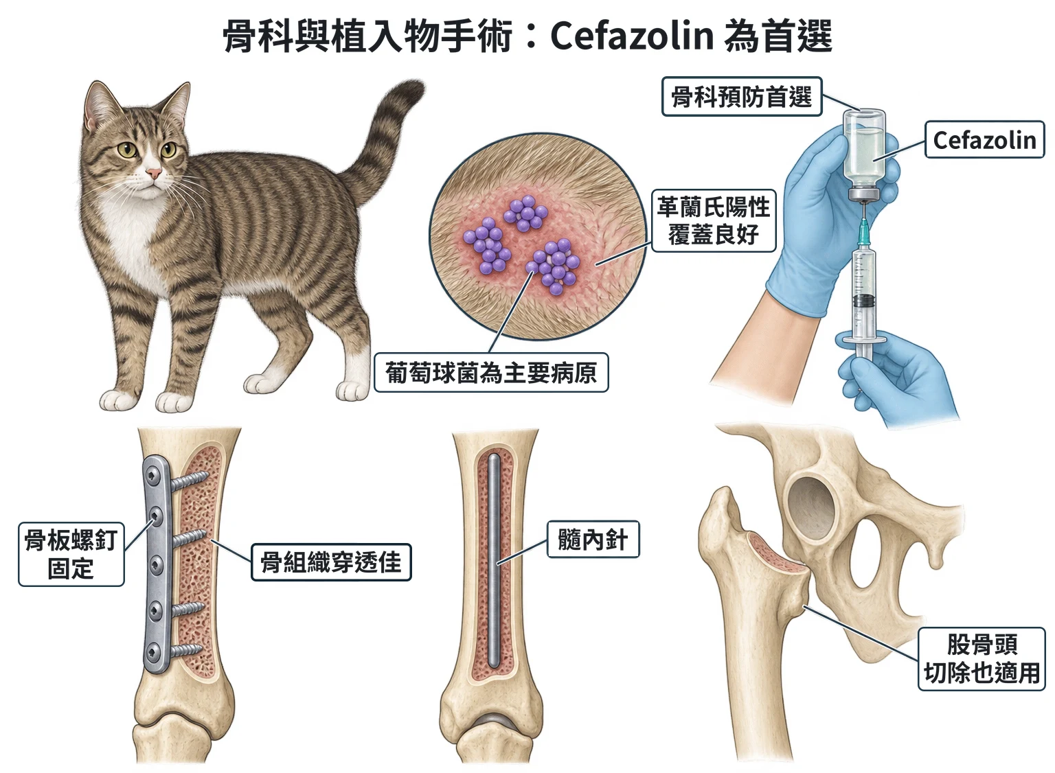 骨科與植入物手術:Cefazolin 為首選教學插圖