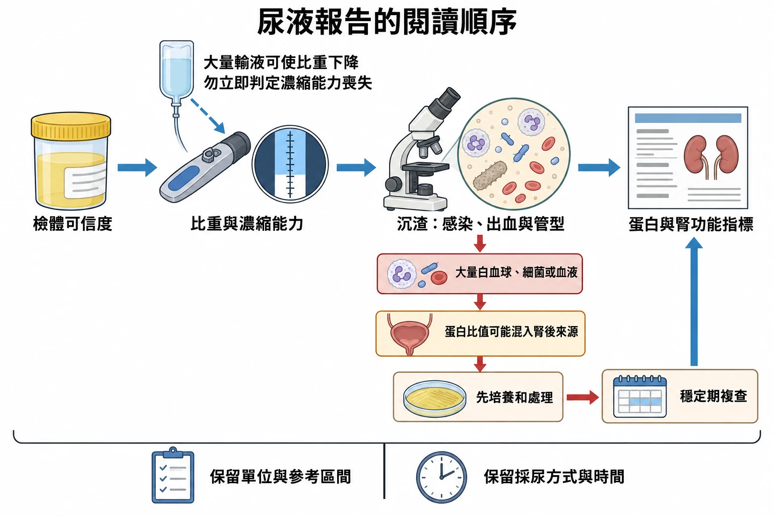 尿液報告的閱讀順序教學插圖