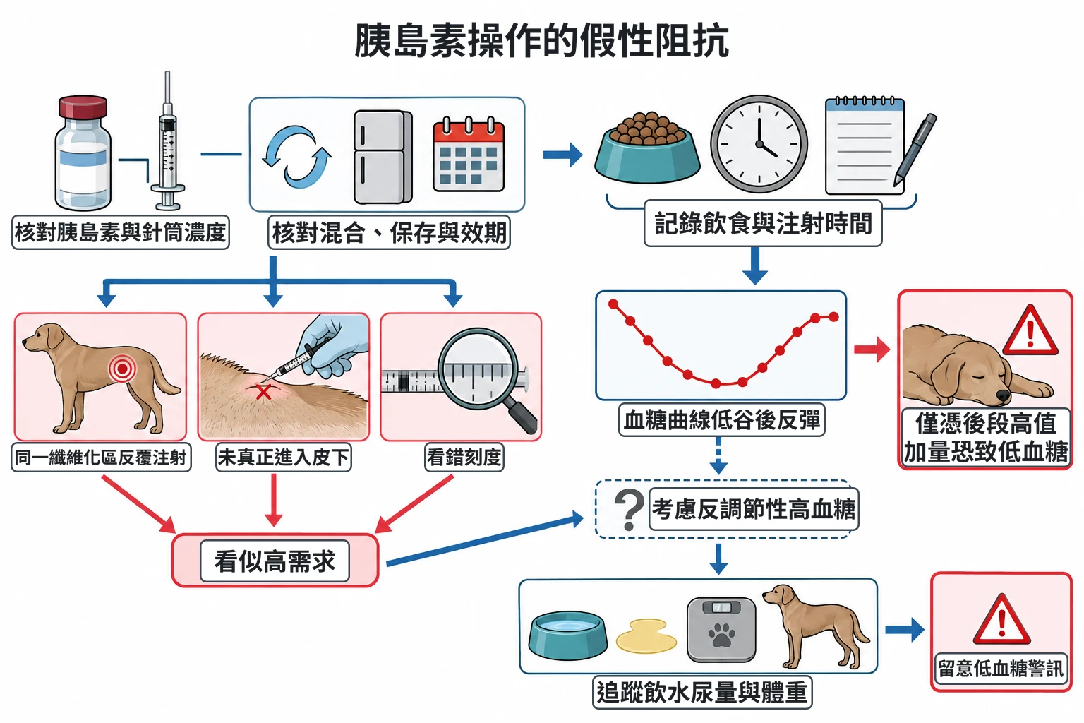 胰島素操作的假性阻抗教學插圖