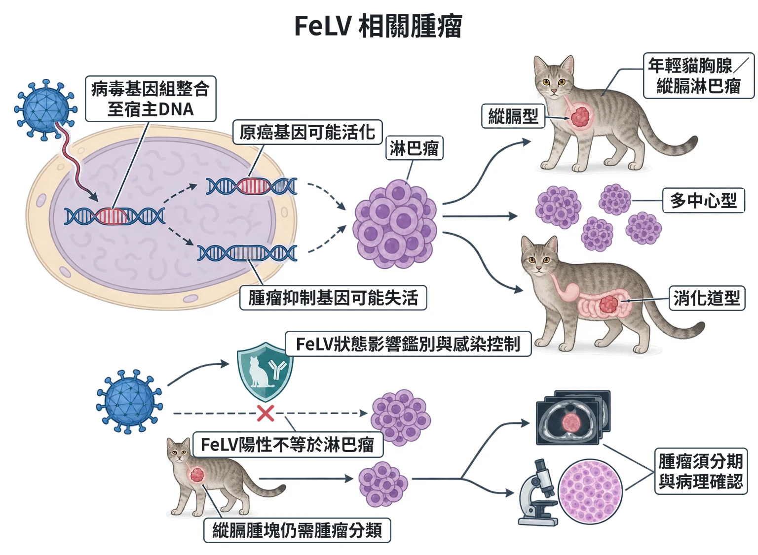 FeLV 相關腫瘤教學插圖