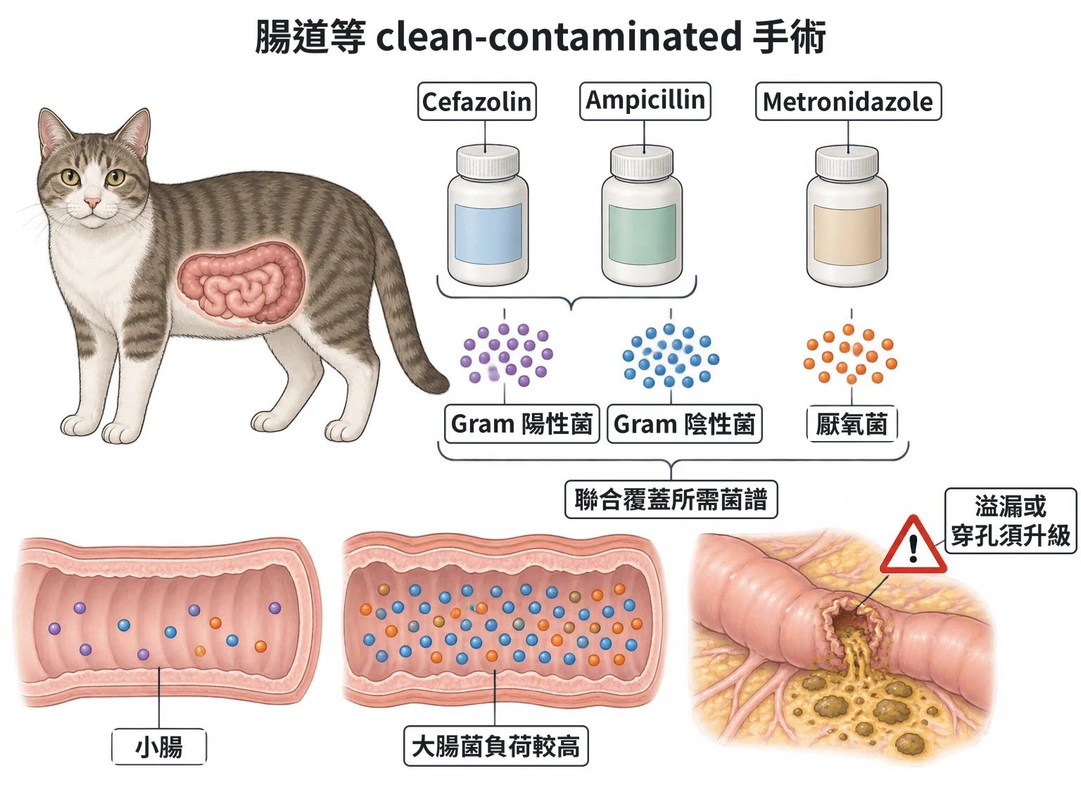 腸道等 clean-contaminated 手術教學插圖