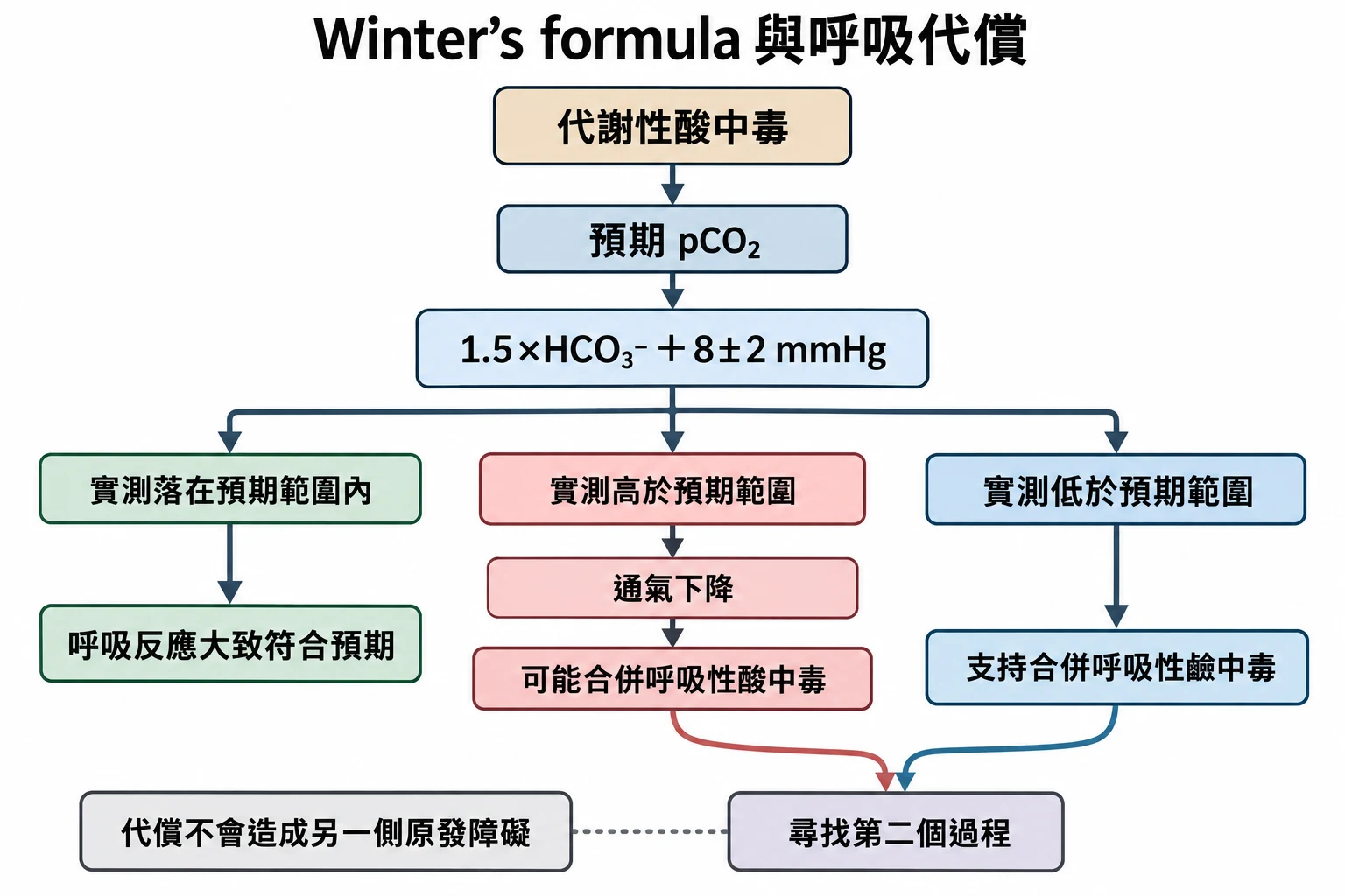 Winter’s formula 與呼吸代償教學插圖
