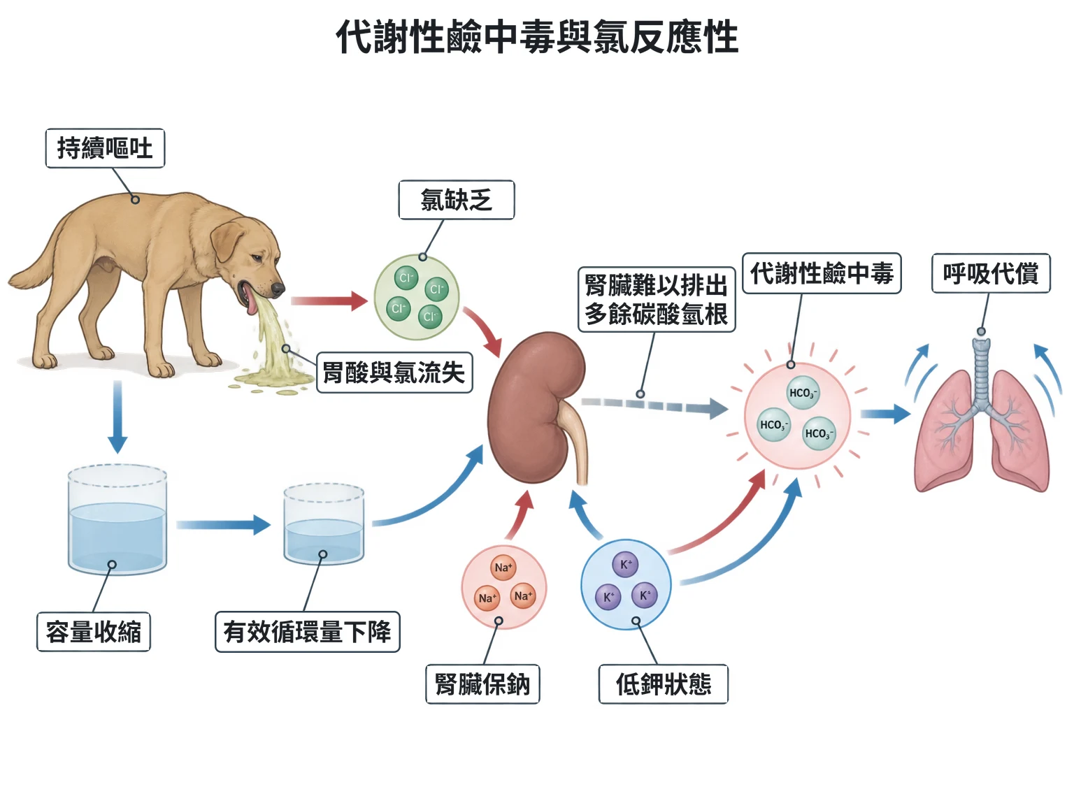 代謝性鹼中毒與氯反應性教學插圖