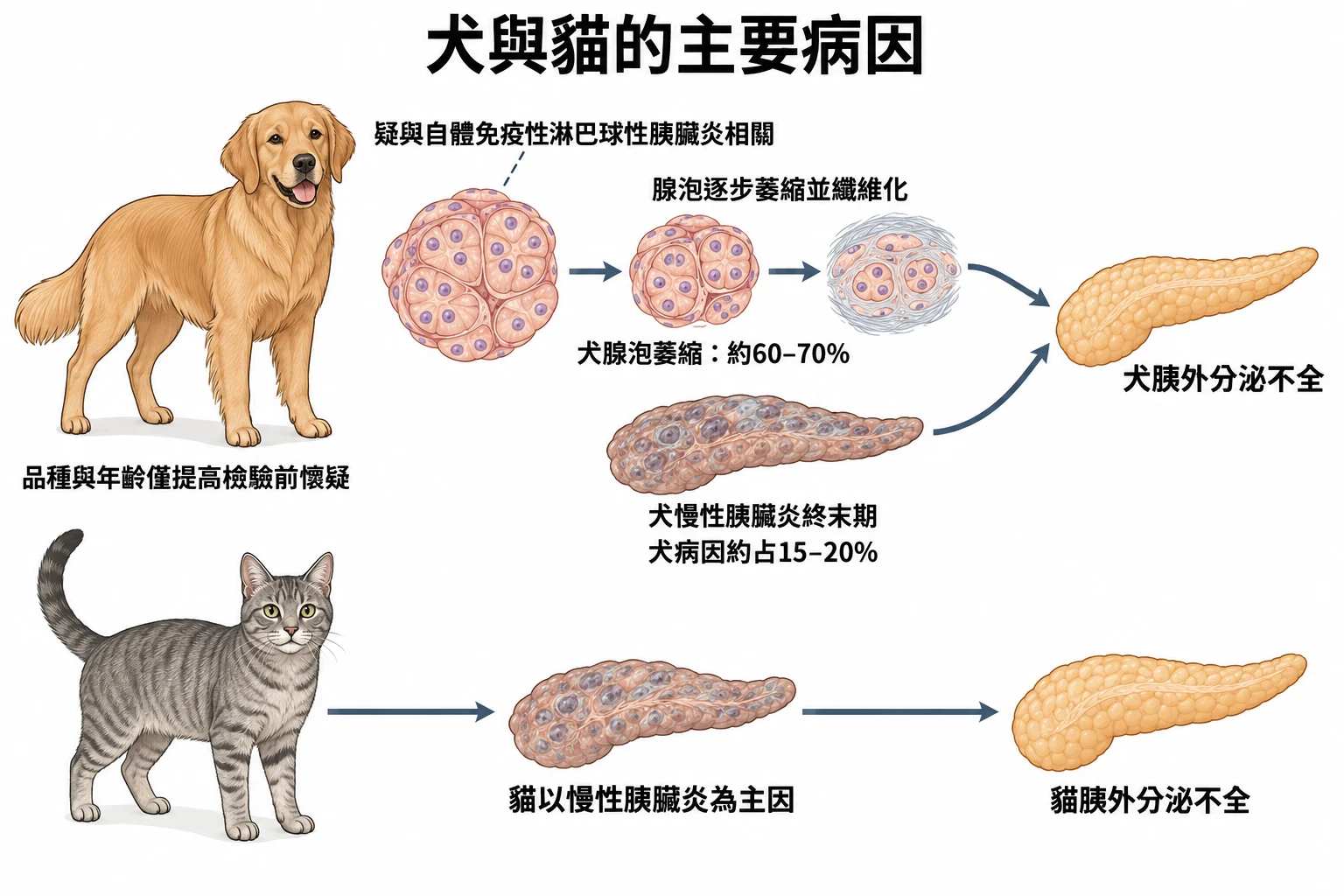 犬與貓的主要病因教學插圖