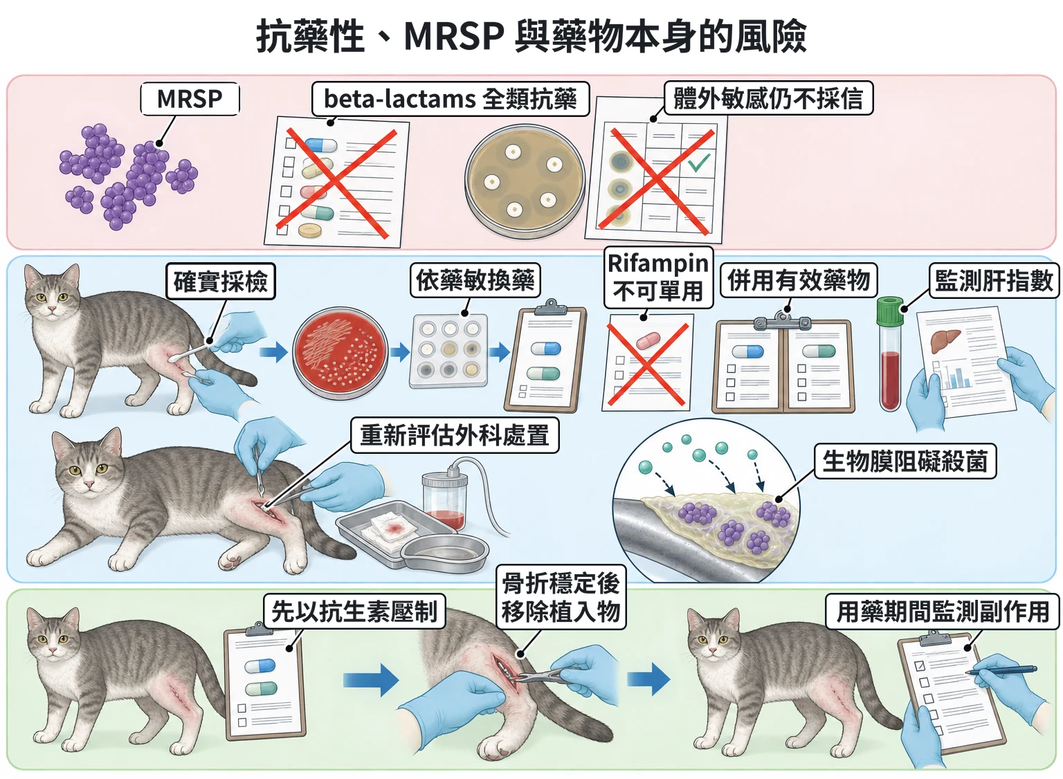 抗藥性、MRSP 與藥物本身的風險教學插圖
