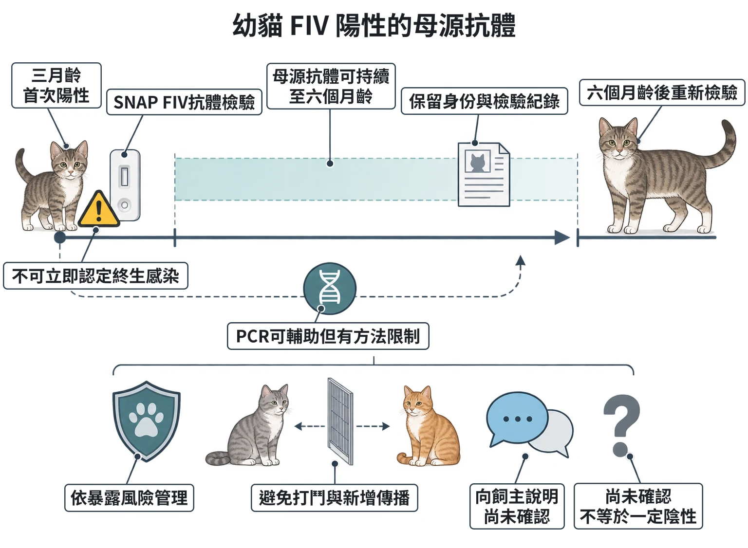 幼貓 FIV 陽性的母源抗體教學插圖