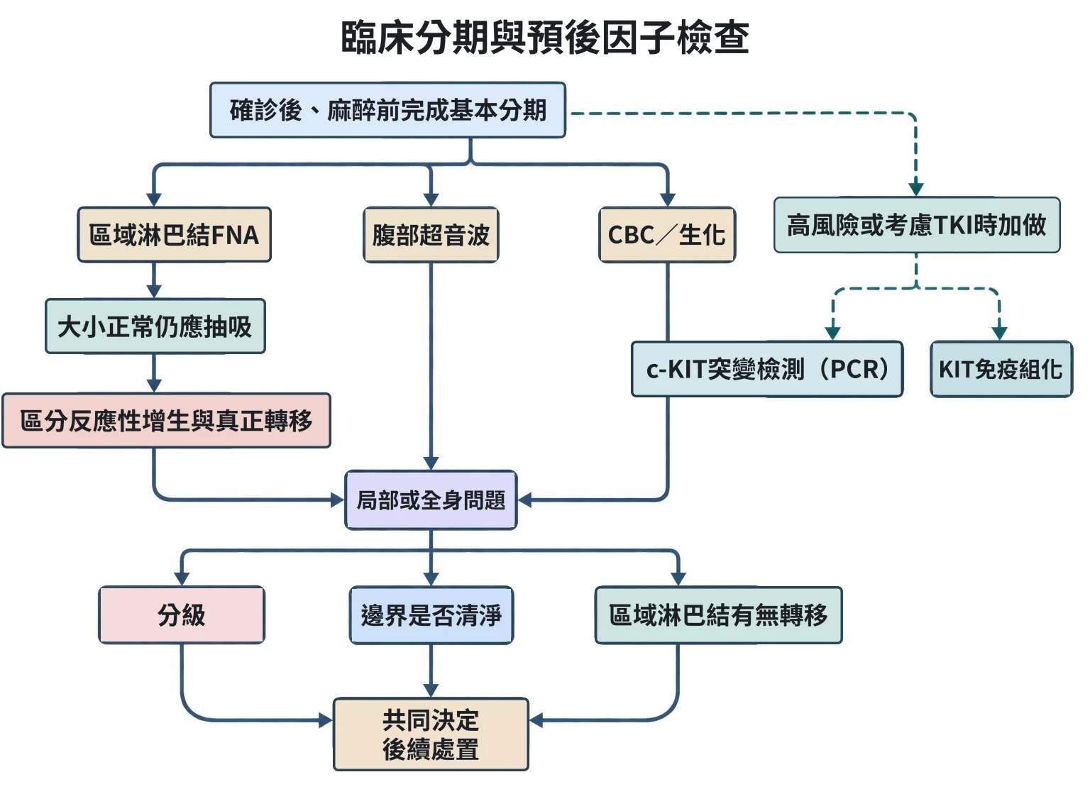臨床分期與預後因子檢查教學插圖