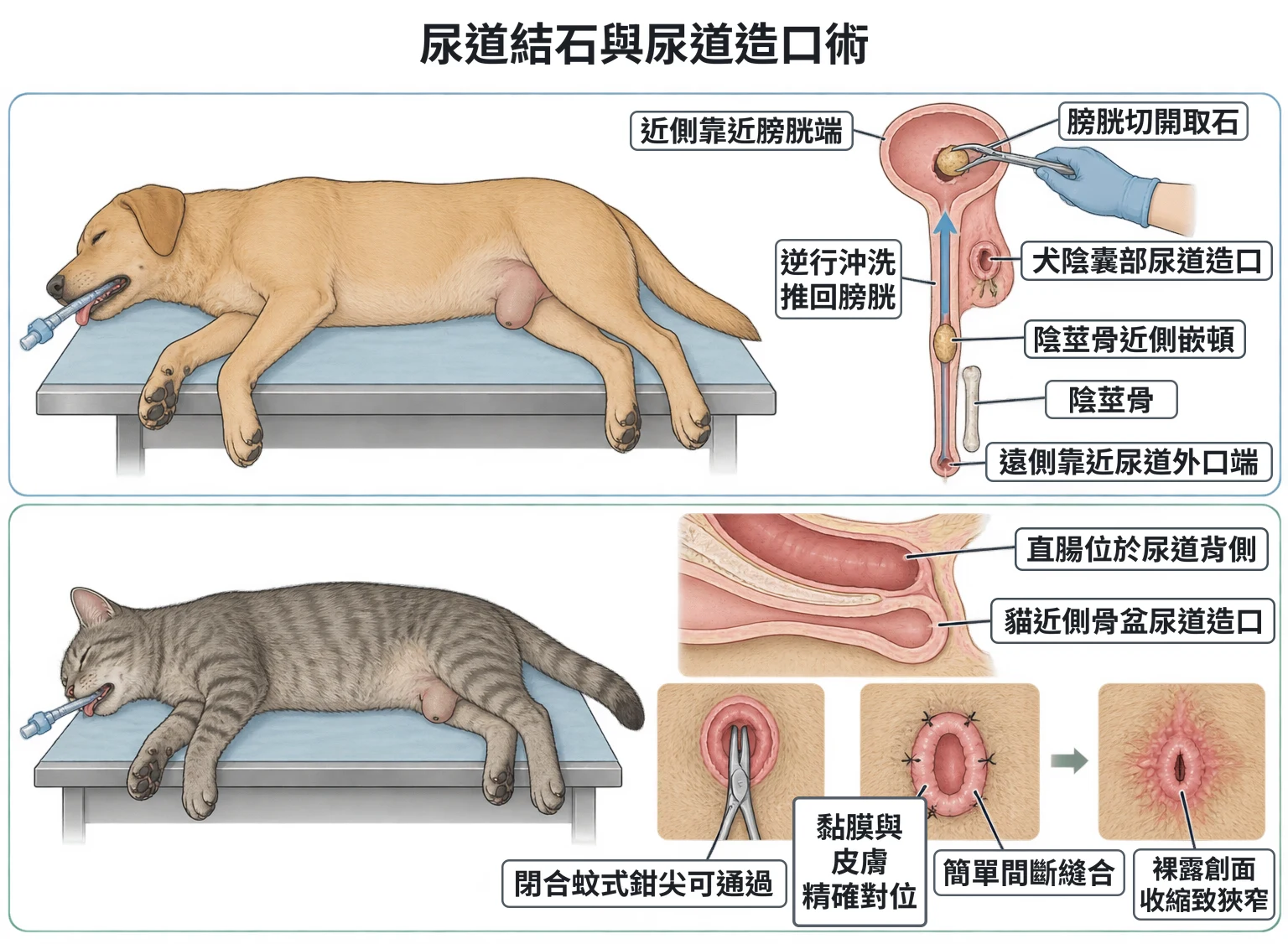 尿道結石與尿道造口術教學插圖